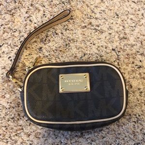 Michael Kors Signature MK Leather double zip wristlet
